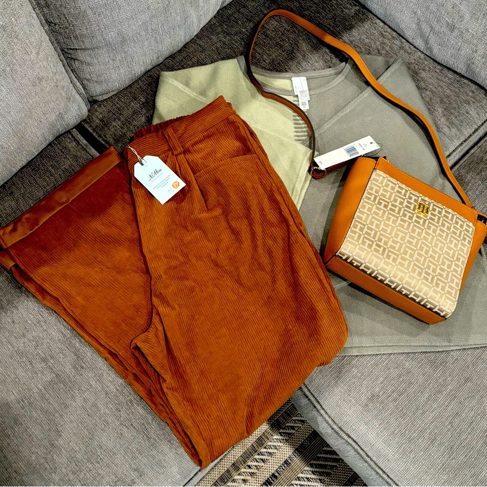 Women’s XL Bundle- all brand new. Pants, sweater and crossbody bag